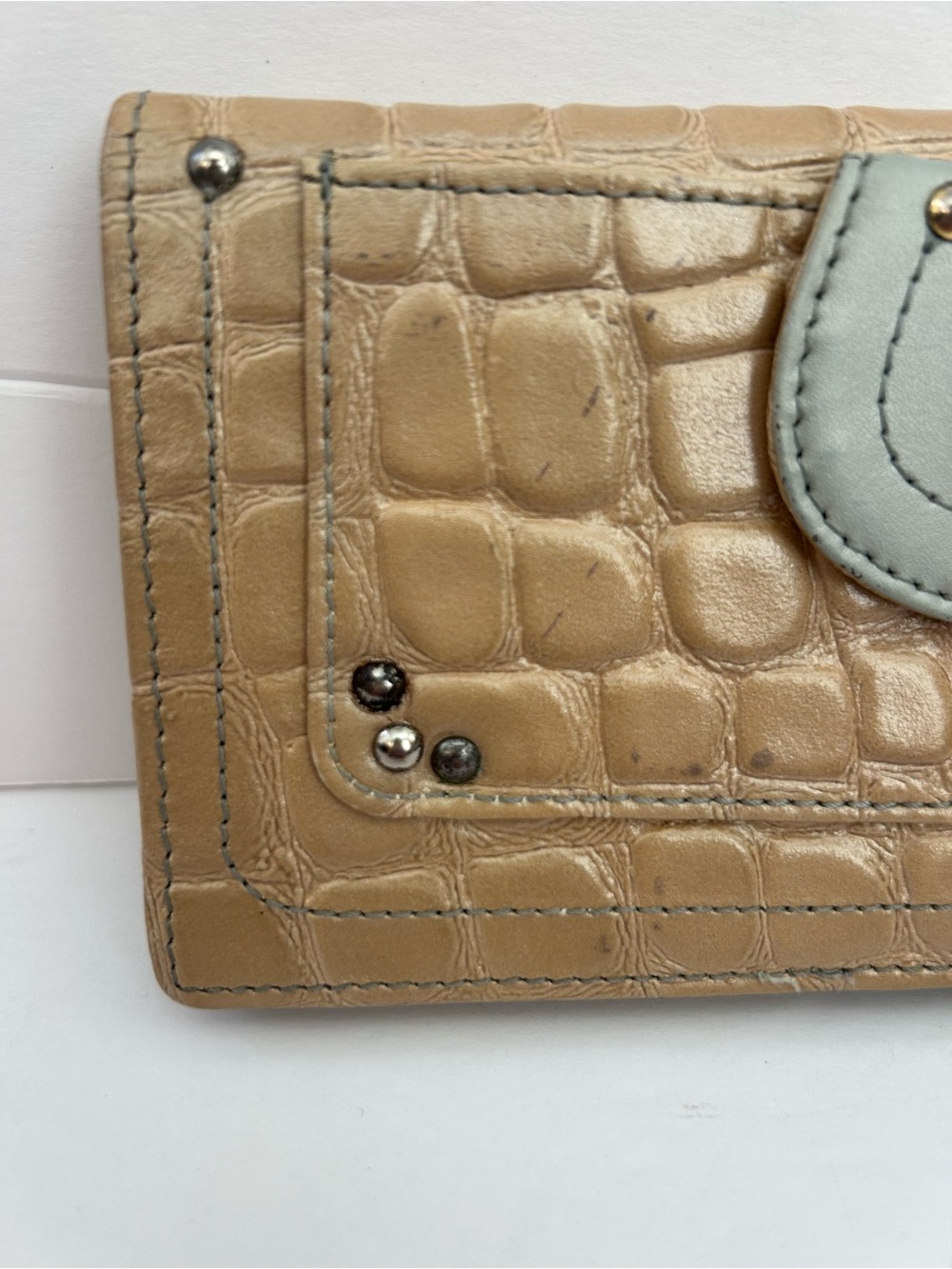 Vintage Roberta di Camerino Croc Embossed Wallet Beige Ivory RC Logo w/ COA - Picture 4 of 11